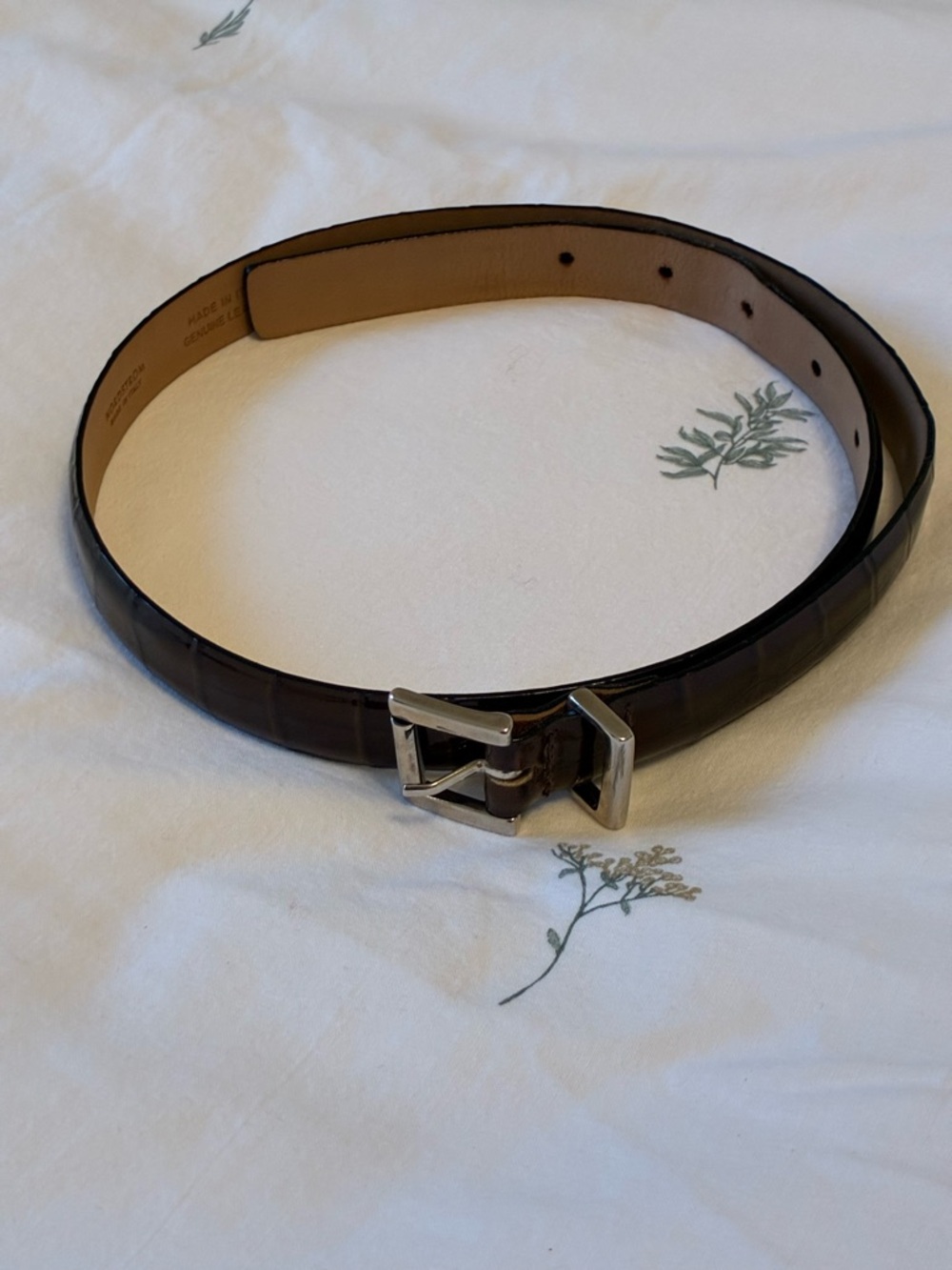 Nordstrom Women’s Genuine brown Leather Belt with Silver Buckle